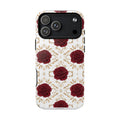 Rose & Crescent Tough Magnetic Phone Case — Red Roses Floral Protective Cover