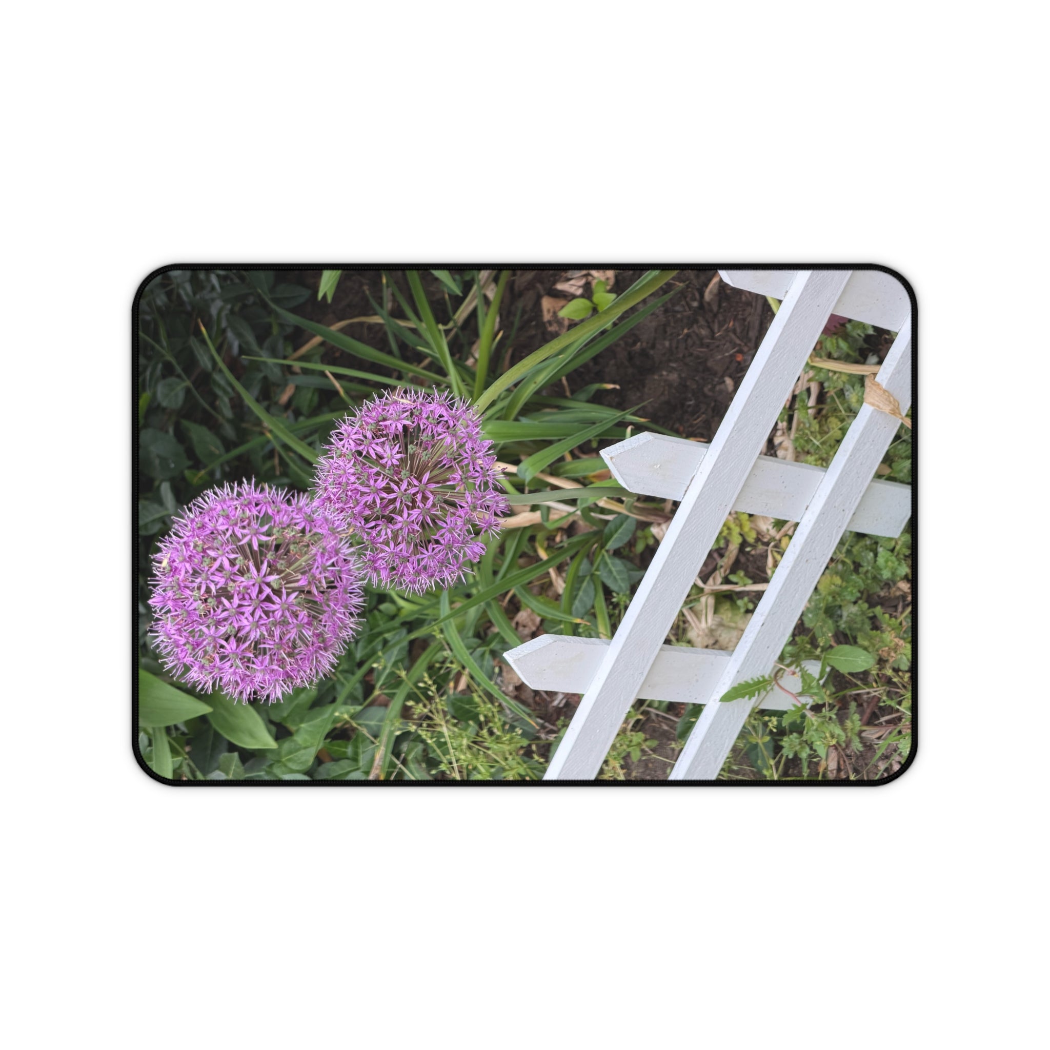 Allium Bloom Desk Mat — Purple Flower Garden Mouse Pad