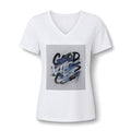 Good Vibes Only Women's V-Neck Tee – Relaxed Heather Graphic T-Shirt
