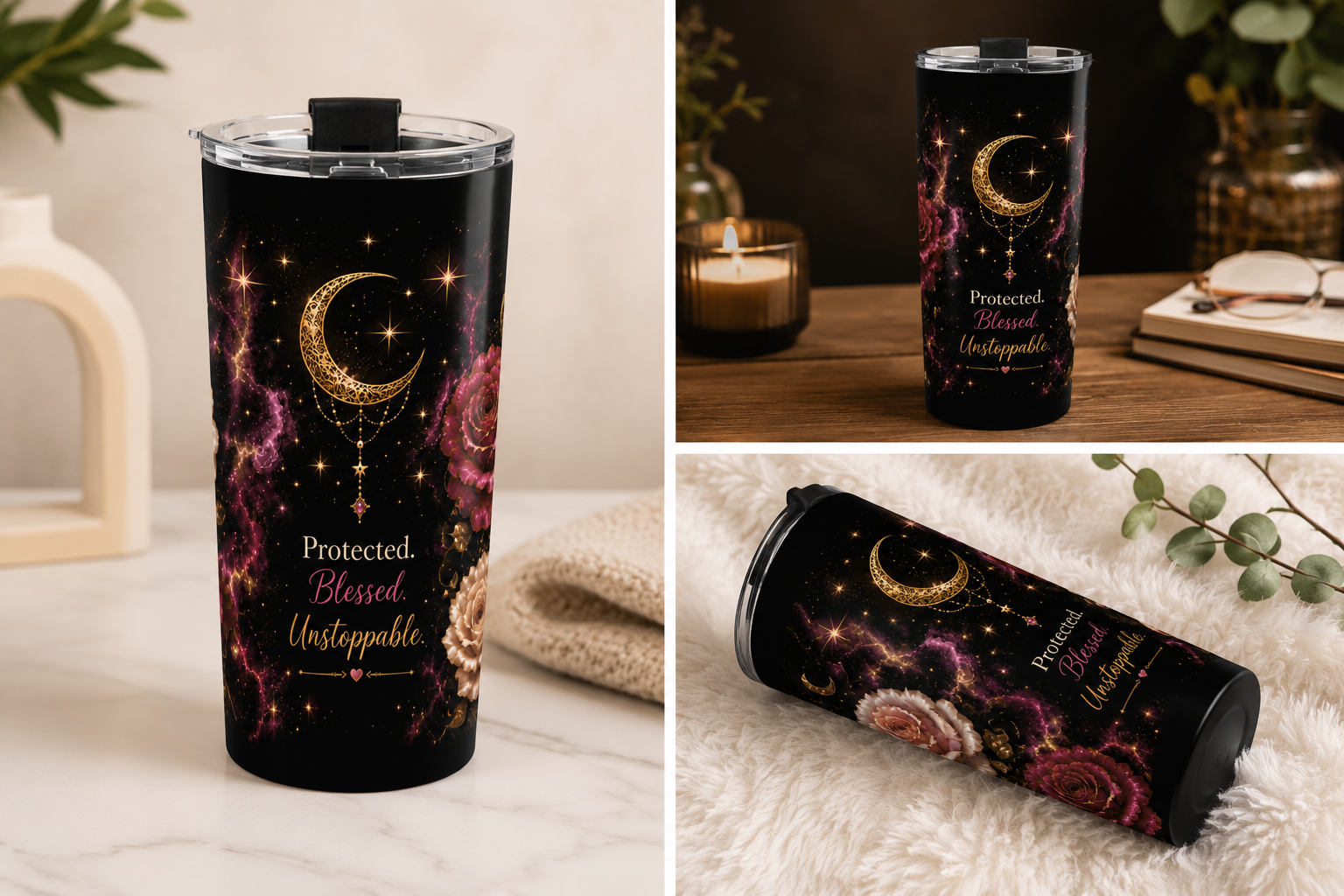 Cosmic Roses 20oz Tumbler – Protected. Blessed. Unstoppable.