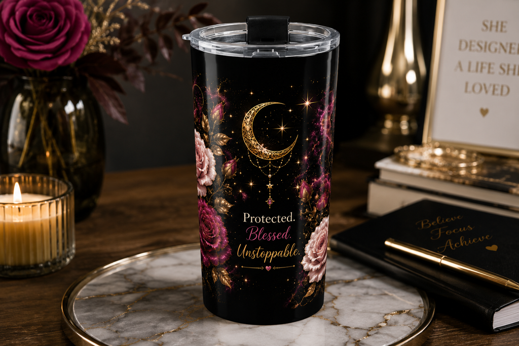 Cosmic Roses 20oz Tumbler – Protected. Blessed. Unstoppable.