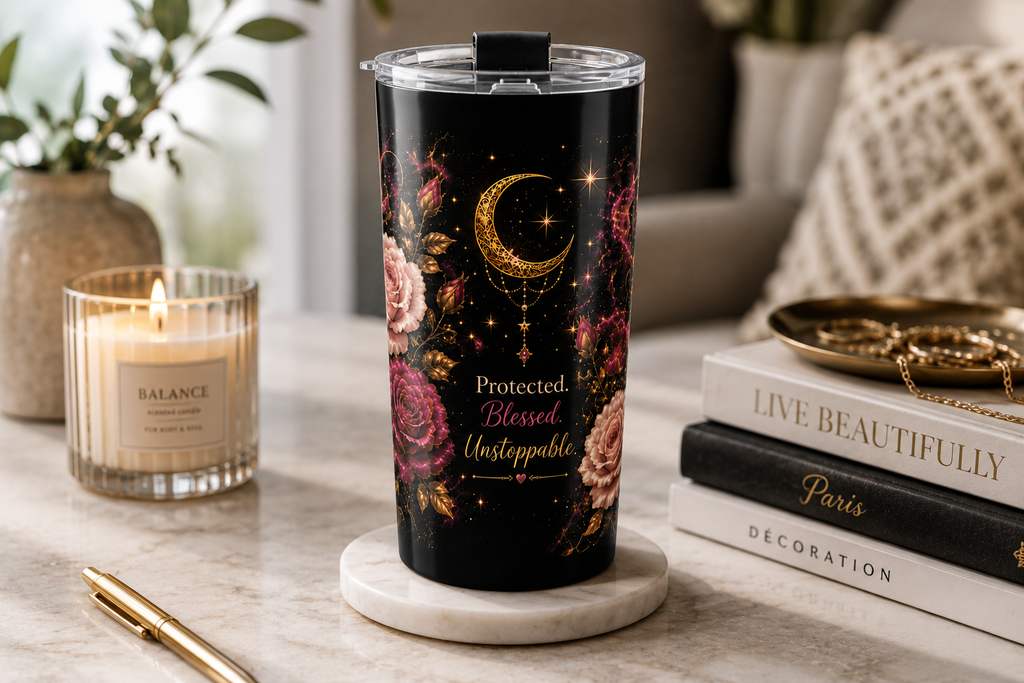 Cosmic Roses 20oz Tumbler – Protected. Blessed. Unstoppable.