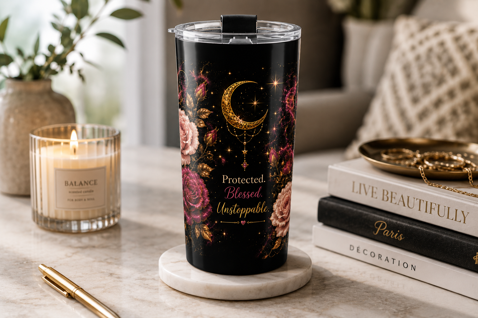 Cosmic Roses 20oz Tumbler – Protected. Blessed. Unstoppable.