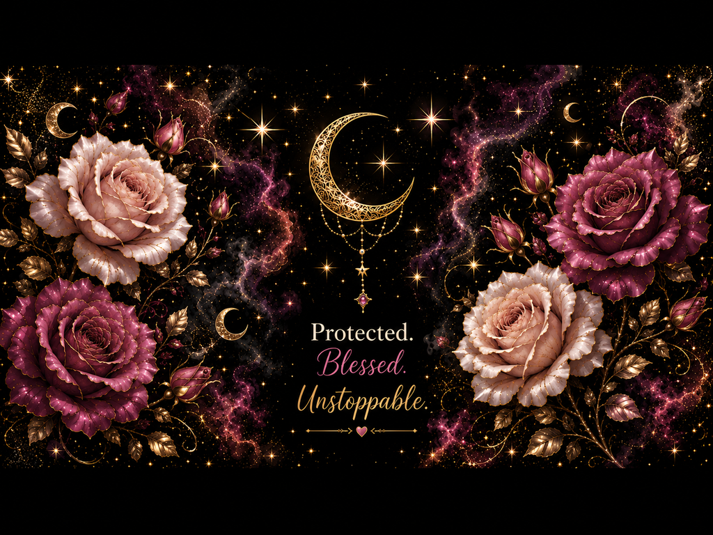 Cosmic Roses 20oz Tumbler – Protected. Blessed. Unstoppable.