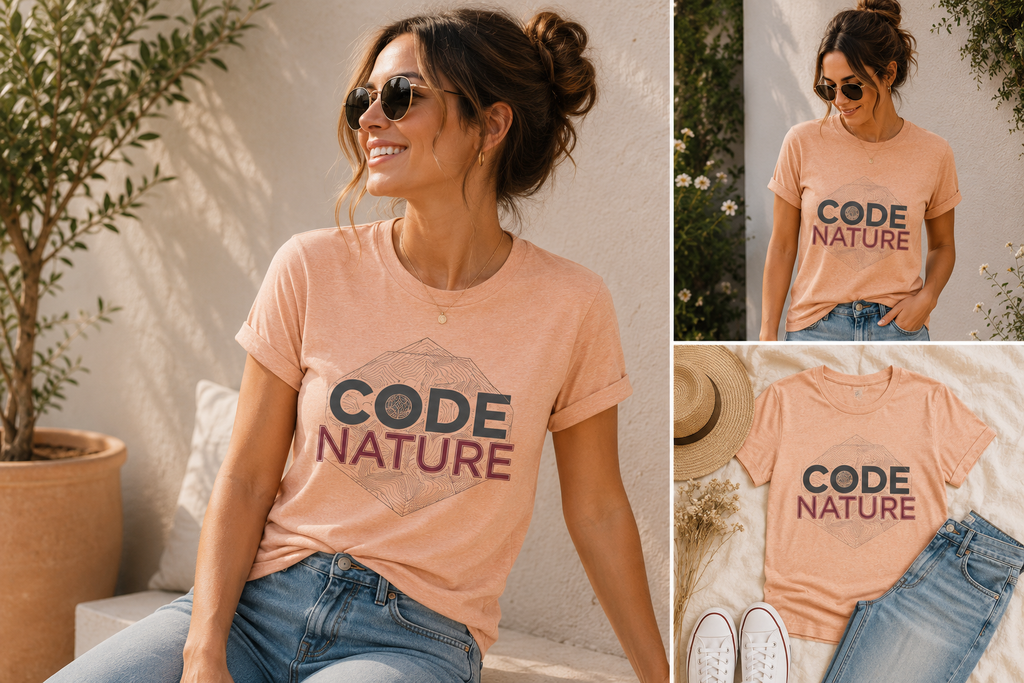 Code Nature T-Shirt — Geometric Tech & Nature Graphic Tee