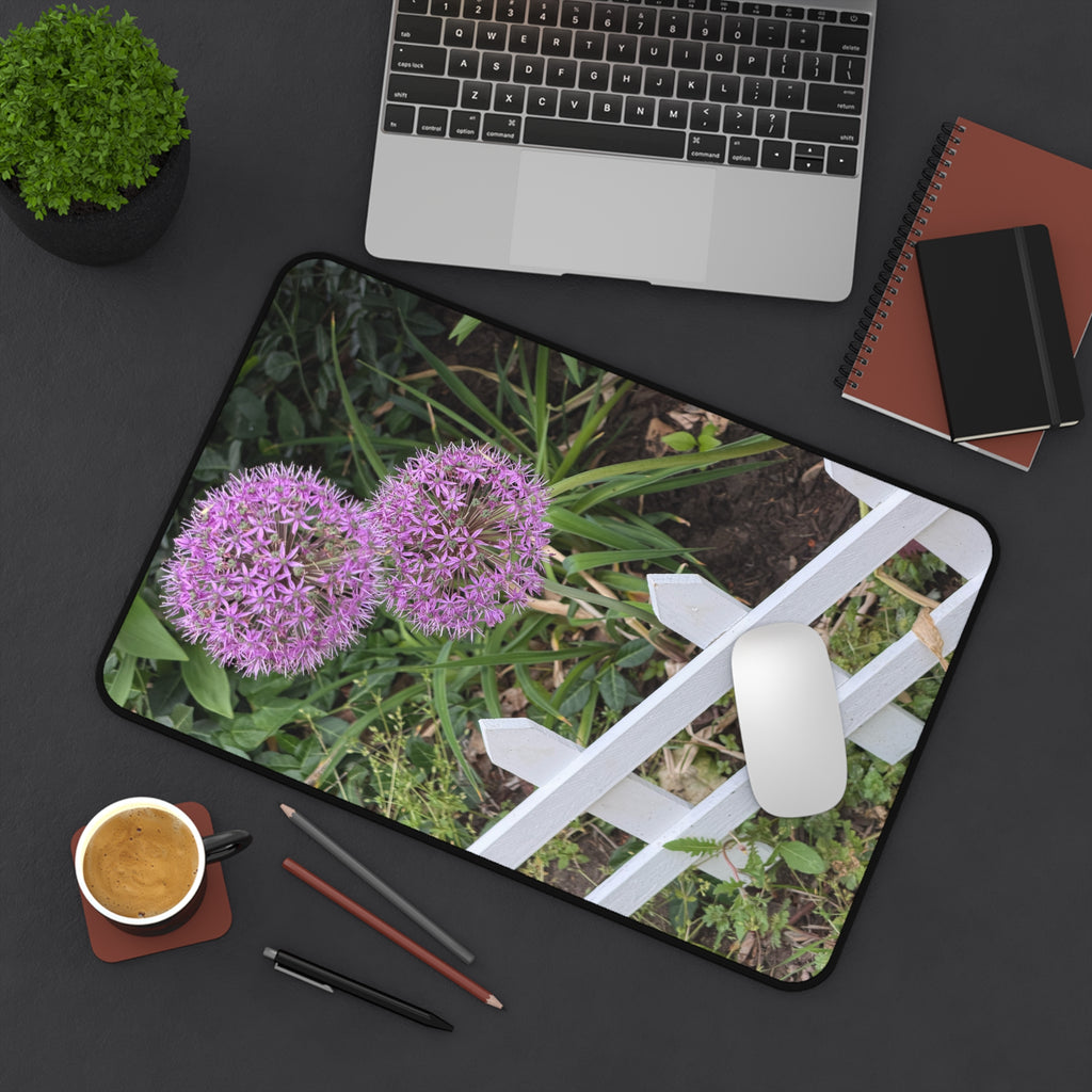Allium Bloom Desk Mat — Purple Flower Garden Mouse Pad