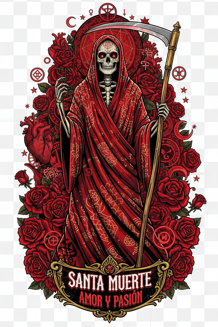 Red Santa Muerte Love
